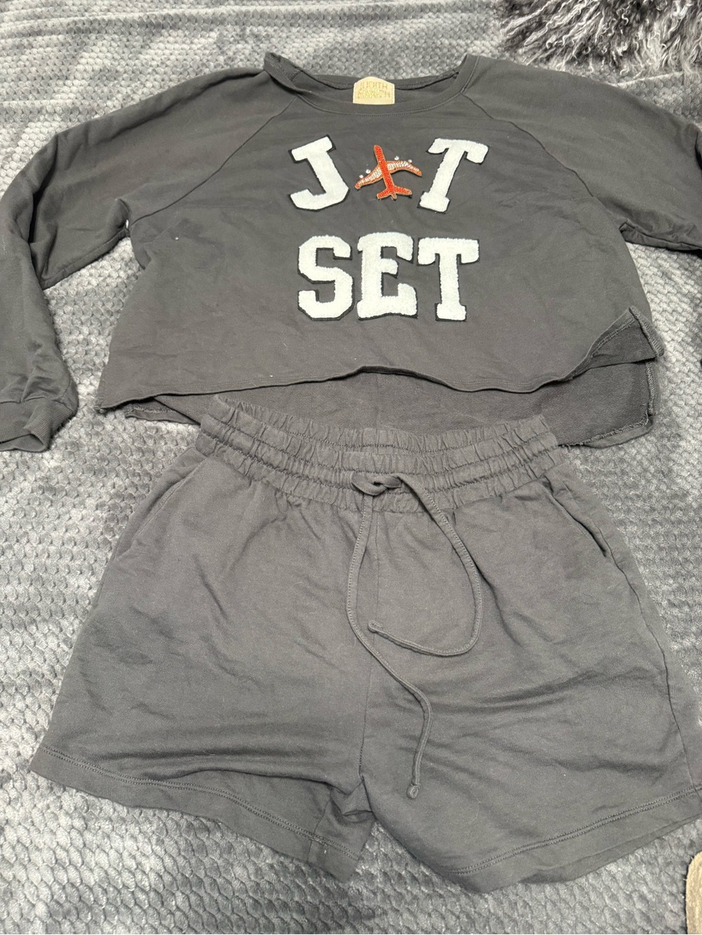 Large Judith March Gray Casual Lounge Set with Drawstring Waist new